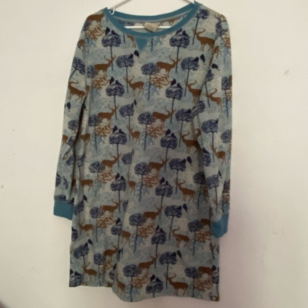 Mountains Peak Sleepwear Women's Blue‎ Deer Print Pajama Shirt Size Large
